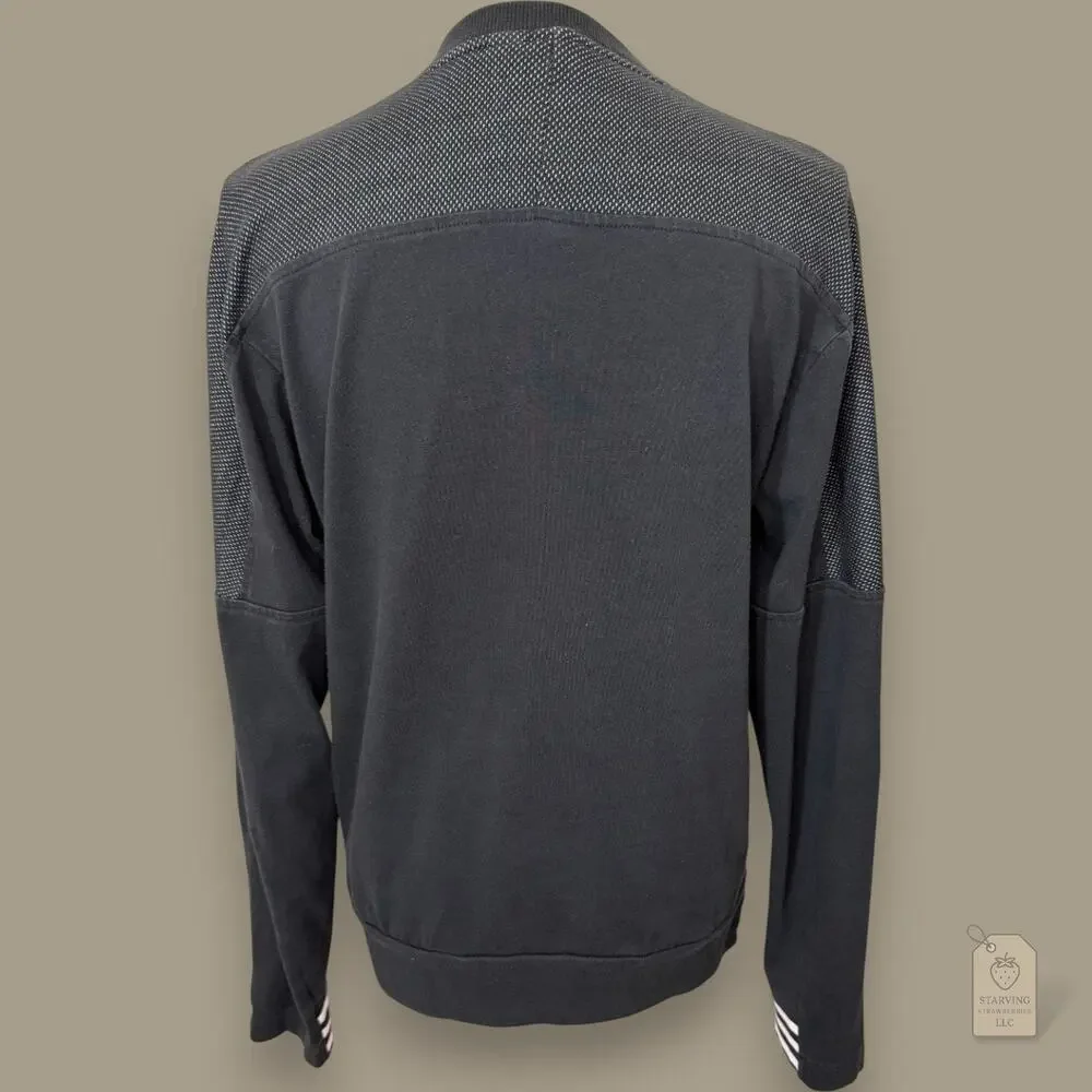 Adidas Sideline Black Crewneck Sweatshirt S | Mesh Logo CV3214